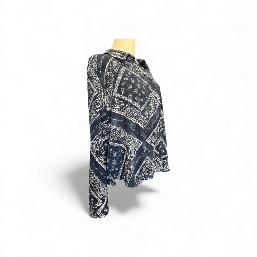 EUC Simply Vera Vera Wang Navy Bandana Roll-Tab Shirt – XL - Picture 5 of 11